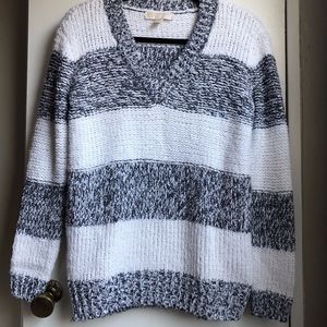 NWOT Michael Kors (S) Stripe Sweater, gray/white